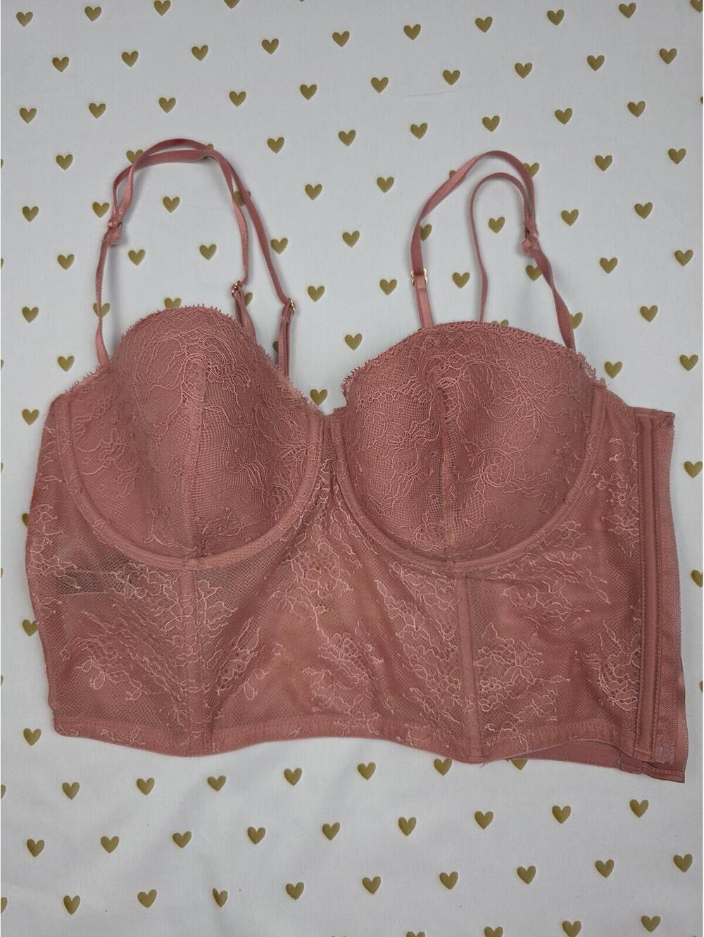 Victorias Secret Bustier Style Rose Corset Bra Top Very Sexy Push Up 36C